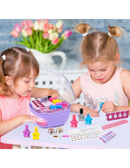 Kit de Esmalte de Uñas Shemira Morado con Secador y Accesorios