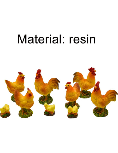 Figuras de Pollo Miniatura Pinenjoy - 9 Piezas de Resina 3-5 cm