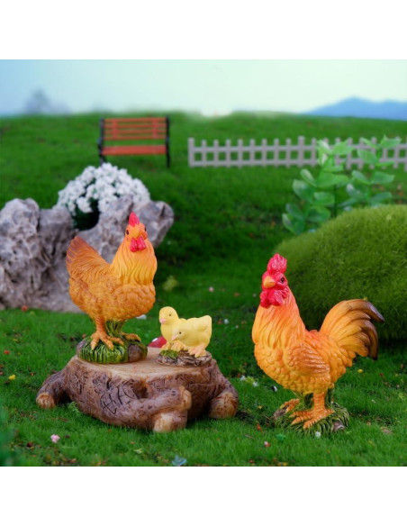 Figuras de Pollo Miniatura Pinenjoy - 9 Piezas de Resina 3-5 cm