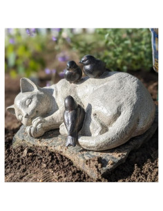 Estatua de Jardín Gato Durmiendo LCdecohome 30.48 cm Resina