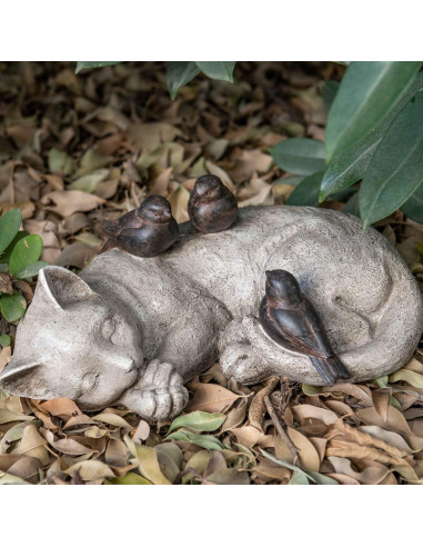 Estatua de Jardín Gato Durmiendo LCdecohome 30.48 cm Resina