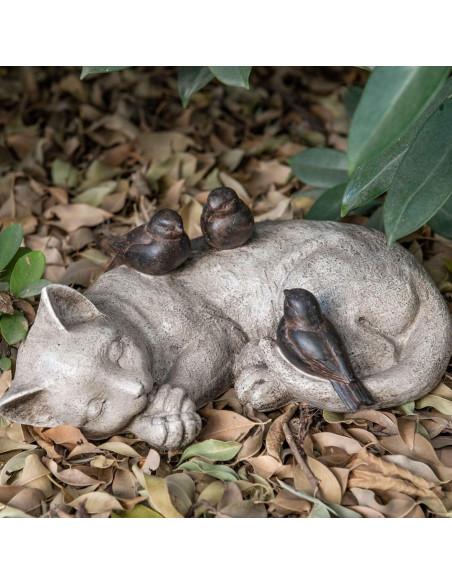 Estatua de Jardín Gato Durmiendo LCdecohome 30.48 cm Resina