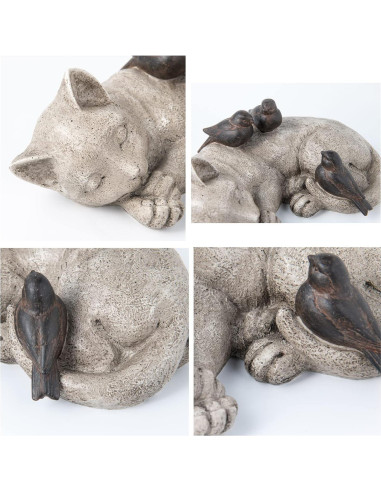 Estatua de Jardín Gato Durmiendo LCdecohome 30.48 cm Resina