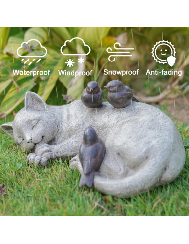 Estatua de Jardín Gato Durmiendo LCdecohome 30.48 cm Resina