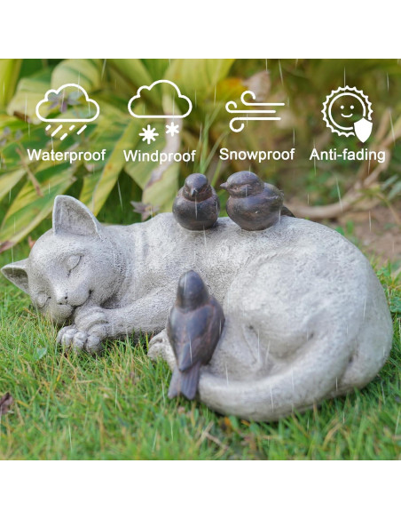 Estatua de Jardín Gato Durmiendo LCdecohome 30.48 cm Resina