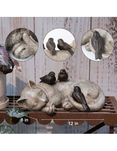 Estatua de Jardín Gato Durmiendo LCdecohome 30.48 cm Resina