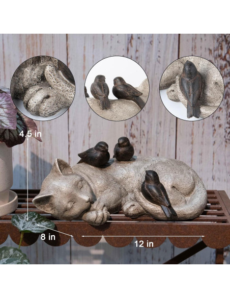 Estatua de Jardín Gato Durmiendo LCdecohome 30.48 cm Resina