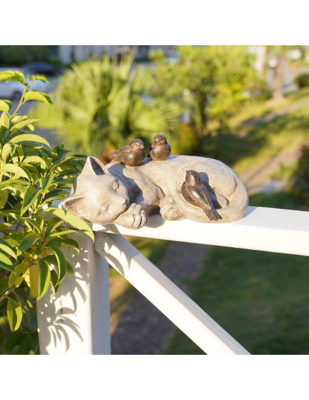 Estatua de Jardín Gato Durmiendo LCdecohome 30.48 cm Resina