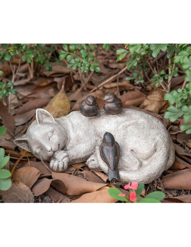 Estatua de Jardín Gato Durmiendo LCdecohome 30.48 cm Resina