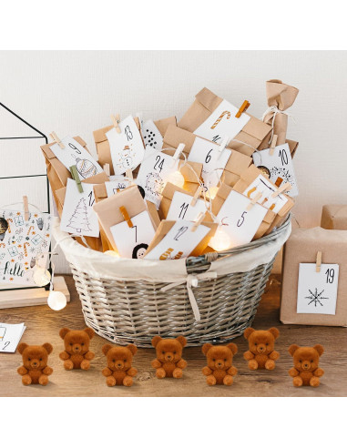 12 Mini Osos Acolchados Marrón Oscuro Hungdao para DIY