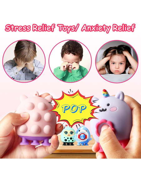 12 Juguetes Antiestrés de Succión de Animales KissFree