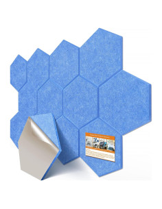 Paneles Acústicos Hexagonales DEKIRU 12 Unidades Azul 35.6x30.5 cm