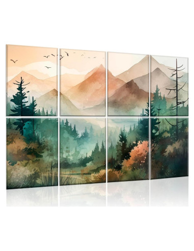 Paquete de 8 Paneles Acústicos Autoadhesivos 30x40 cm - Bosque de Montaña