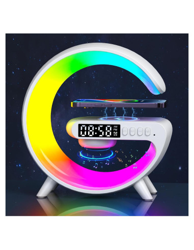 Altavoz Inalámbrico con Lámpara y Reloj LeeNabao Blanco
