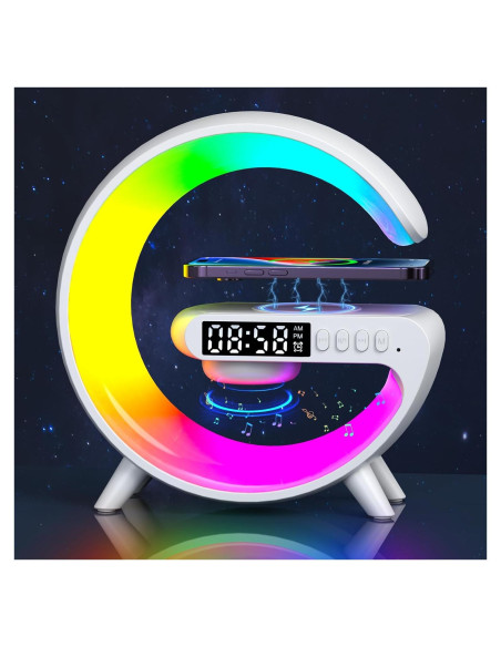 Altavoz Inalámbrico con Lámpara y Reloj LeeNabao Blanco