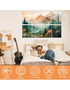 Paquete de 8 Paneles Acústicos Autoadhesivos 30x40 cm - Bosque de Montaña 2