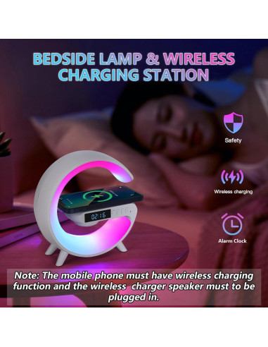 Altavoz Inalámbrico con Lámpara y Reloj LeeNabao Blanco