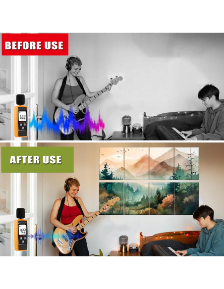 Paquete de 8 Paneles Acústicos Autoadhesivos 30x40 cm - Bosque de Montaña