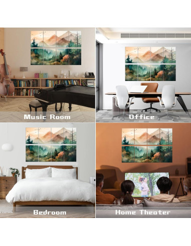 Paquete de 8 Paneles Acústicos Autoadhesivos 30x40 cm - Bosque de Montaña