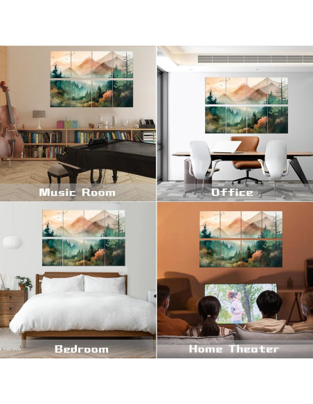 Paquete de 8 Paneles Acústicos Autoadhesivos 30x40 cm - Bosque de Montaña