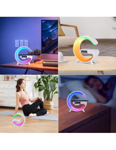 Altavoz Inalámbrico con Lámpara y Reloj LeeNabao Blanco