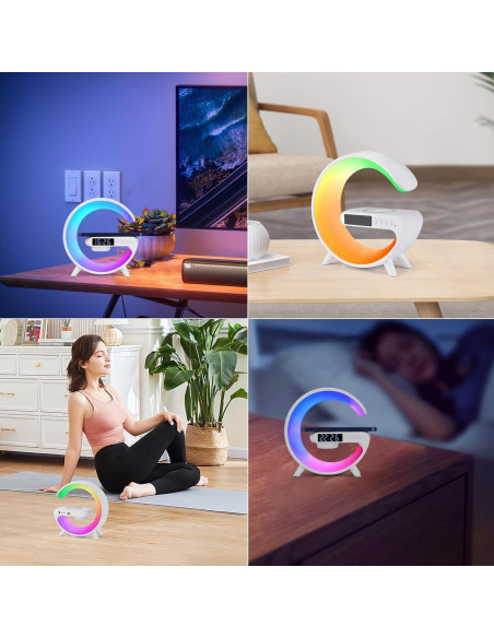 Altavoz Inalámbrico con Lámpara y Reloj LeeNabao Blanco