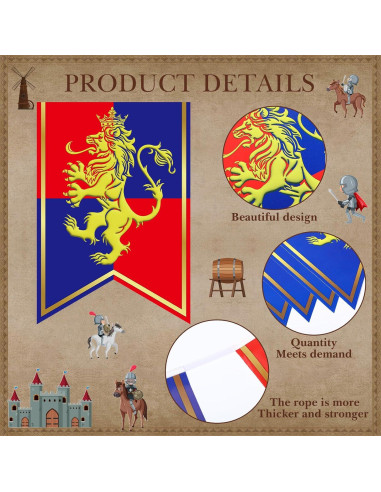 Banderines Medievales Hestya 5 Pcs 15.24m Decoración Fiesta