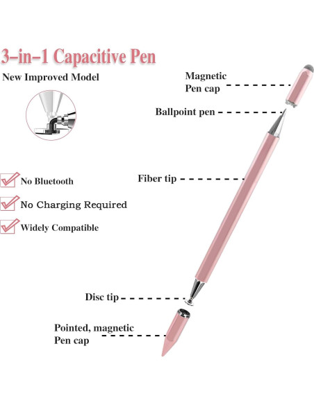 Bolígrafo Estilizador 3 en 1 Luntak Rosa para Pantallas Táctiles