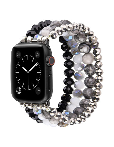 Pulsera CAGOS de cuentas para Apple Watch 38-42mm Gris/Negro