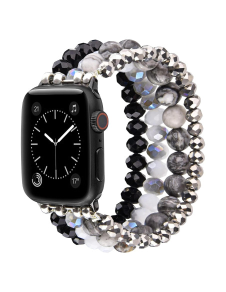 Pulsera CAGOS de cuentas para Apple Watch 38-42mm Gris/Negro