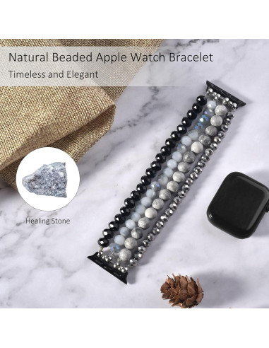 Pulsera CAGOS de cuentas para Apple Watch 38-42mm Gris/Negro