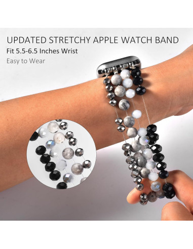 Pulsera CAGOS de cuentas para Apple Watch 38-42mm Gris/Negro