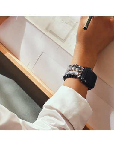 Pulsera CAGOS de cuentas para Apple Watch 38-42mm Gris/Negro