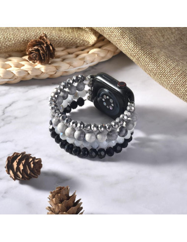 Pulsera CAGOS de cuentas para Apple Watch 38-42mm Gris/Negro