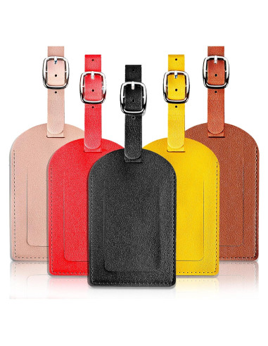 5 Etiquetas de Equipaje de Cuero PU N-E con Privacidad