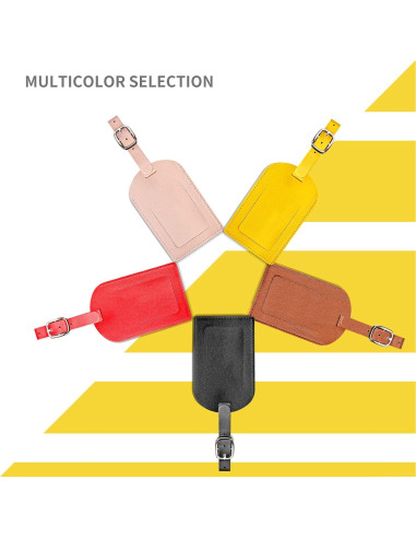 5 Etiquetas de Equipaje de Cuero PU N-E con Privacidad