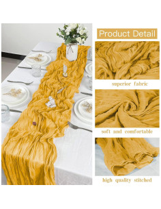 Paquete de 12 Caminos de Mesa de Gasa Dorados 90x300 cm 2