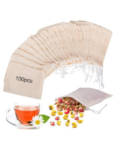100 Bolsas de Filtro de Té Reutilizables ElvesHome 3x4"
