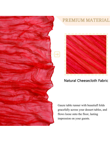Corredor de Mesa de Gasa Roja MODFUNS 35" x 3.05m Elegante