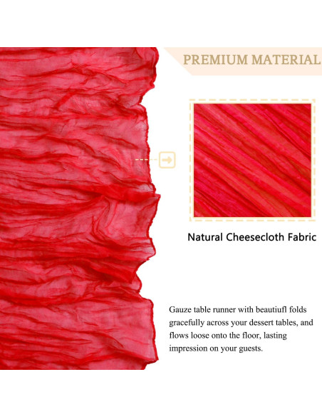 Corredor de Mesa de Gasa Roja MODFUNS 35" x 3.05m Elegante