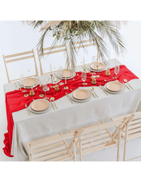 Corredor de Mesa de Gasa Roja MODFUNS 35" x 3.05m Elegante