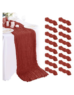 16PCS Cubre Mesa de Gasa Terracota 90x300cm para Eventos