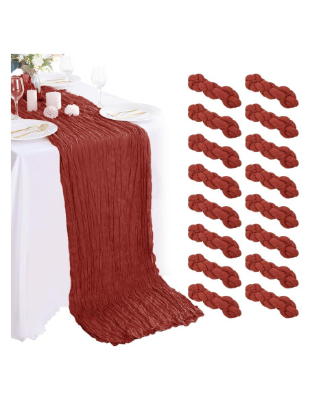 16PCS Cubre Mesa de Gasa Terracota 90x300cm para Eventos