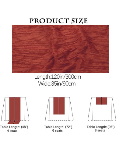 16PCS Cubre Mesa de Gasa Terracota 90x300cm para Eventos