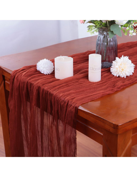 16PCS Cubre Mesa de Gasa Terracota 90x300cm para Eventos