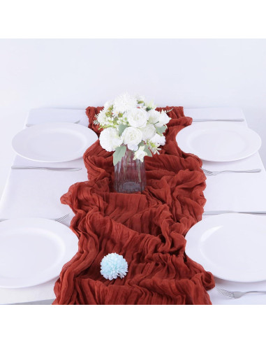 16PCS Cubre Mesa de Gasa Terracota 90x300cm para Eventos