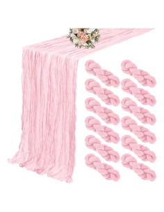 Caminos de Mesa de Gasa YMHPRIDE 12 Piezas Rosa Claro 89x305cm