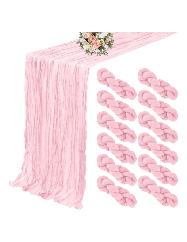Caminos de Mesa de Gasa YMHPRIDE 12 Piezas Rosa Claro 89x305cm