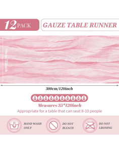 Caminos de Mesa de Gasa YMHPRIDE 12 Piezas Rosa Claro 89x305cm 2