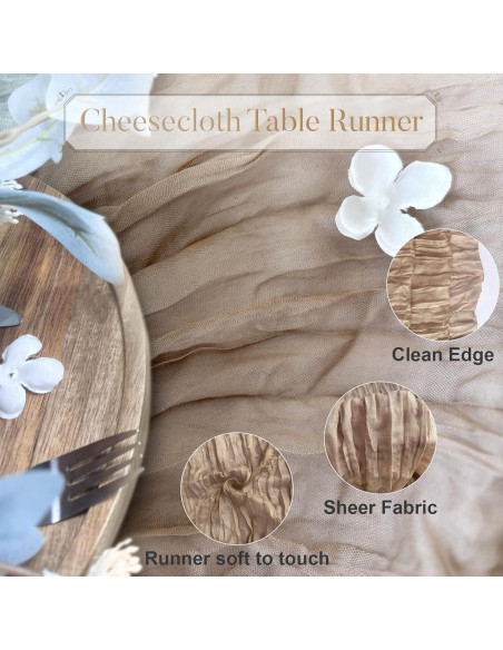 Caminito de Mesa de Gasa Nude 88.9x304.8 cm Pusunas